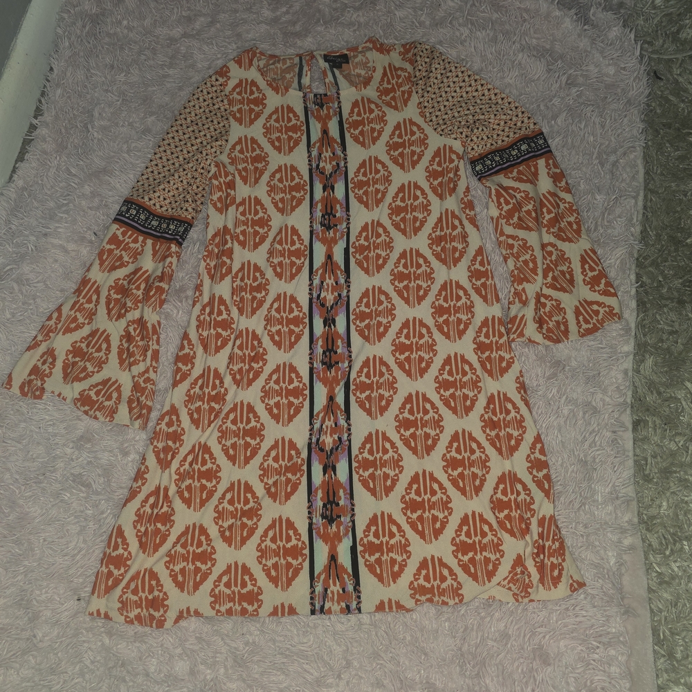Beige by eci Orange Patterned Dress